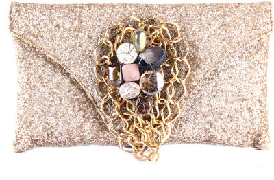 56% OFF on Saisha Women Casual Gold Silk Clutch