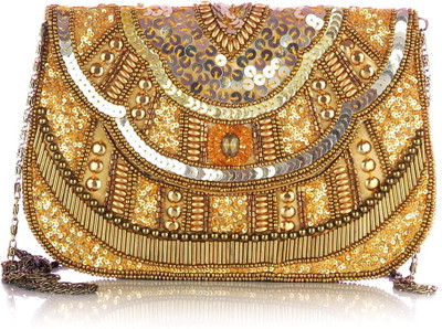 Shaun Design Women Party Gold Fabric Clutch Shaun Design Women Party Gold Fabric Clutch