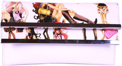 56% OFF on New Zovial Printed White Magnit Button Dual Compartment Women, Girls Casual, Formal, Party White Non Leather Clutch