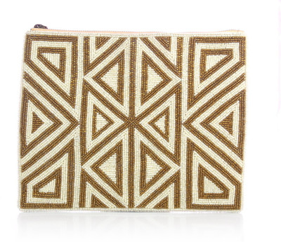 20% OFF on Shaun Design Women Party Gold, Beige Cotton, Genuine Leather Clutch