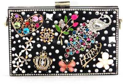 50% OFF on Myrah Peacock Women Party Black Metal Clutch