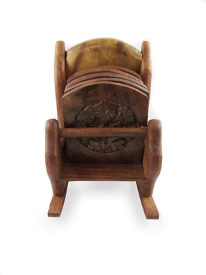 33% OFF on Pindia Round Wood Coaster Set