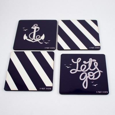 Half Horn Square Acrylic Coaster Set