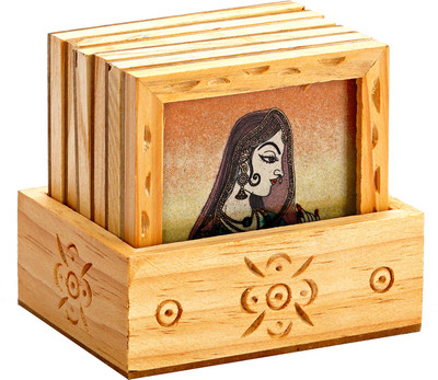 50% OFF on Aapno Rajasthan Square Wood Coaster Set
