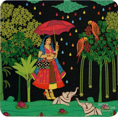 India Circus Square Rubber Coaster Set India Circus Square Rubber Coaster Set