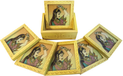 26% OFF on Suriti Square Wood Coaster Set