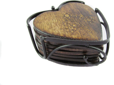33% OFF on Pindia Heart Wood Coaster Set