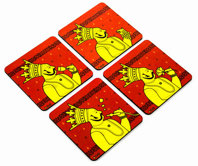 Mad(e) in India Square Medium Density Fibreboard Coaster Set