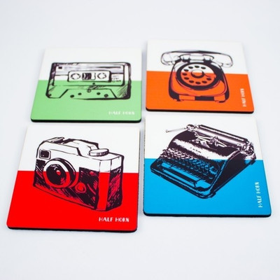 Half Horn Square Acrylic Coaster Set