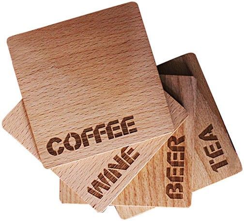 Engrave Square Wood Coaster Set Engrave Square Wood Coaster Set