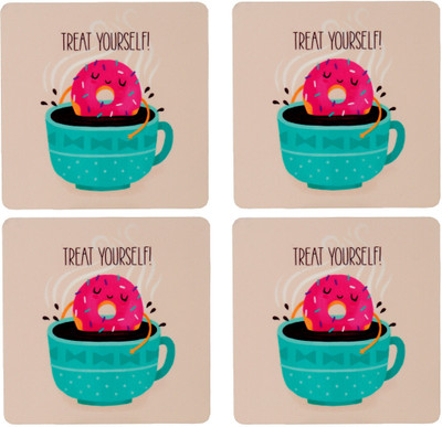 63% OFF on Kiosha Square Medium Density Fibreboard Coaster Set