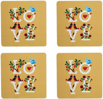 63% OFF on Kiosha Square Medium Density Fibreboard Coaster Set