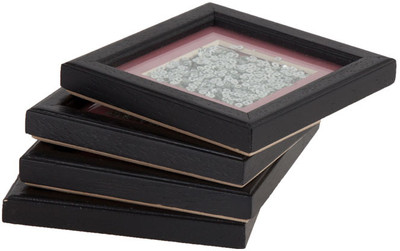 Fabulloso Square Wood, Glass Coaster Set Fabulloso Square Wood, Glass Coaster Set