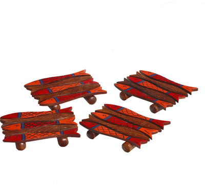 50% OFF on Aapno Rajasthan Rectangle Wood Coaster Set