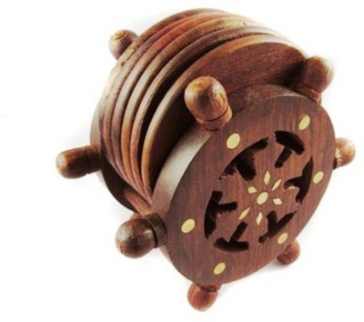 59% OFF on Onlineshoppee Round Wood Coaster Set