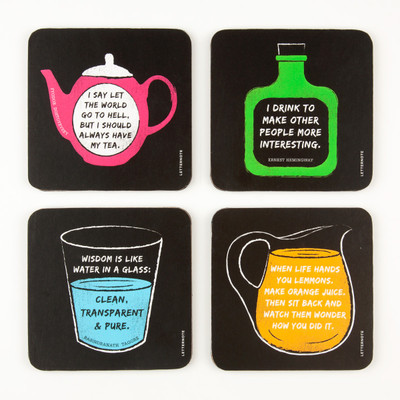 5% OFF on LetterNote Square Medium Density Fibreboard Coaster Set