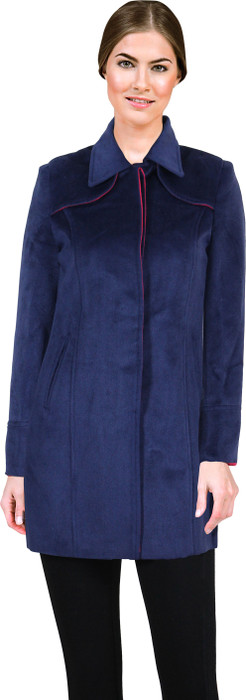 Lady Stark Navy Blue-Pink Women's Single Breasted Top Coat