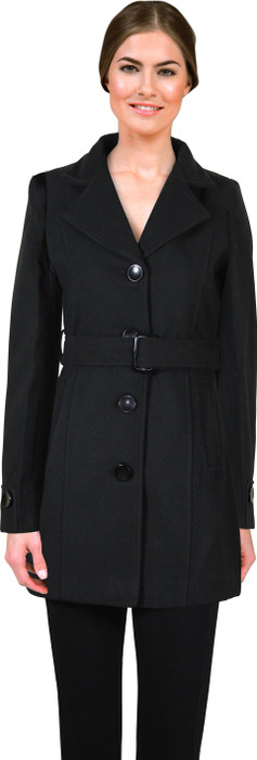 Lady Stark Black Overcoat With Belt Women's Single Breasted Top Coat Coat