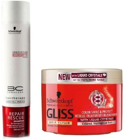 Schwarzkopf Hair Therapy Rescue Shampoo and Gliss Hair Repair Set of 2 Schwarzkopf Hair Therapy Rescue Shampoo and Gliss Hair Repair Set of 2