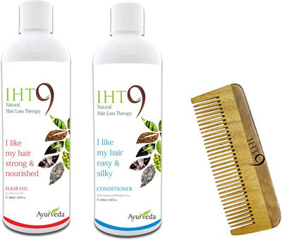 Lass Naturals Iht9 Hair Oil With Iht9 Natural Hair Conditioner+Neem Wood Hair Comb LC-3 (Set Of 3)