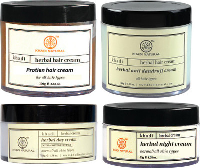 Khadi Natural Hair Cream, Day/Night Cream Combo Pack Of 4 (Set Of 4)