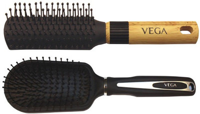 Vega Premium Flat Hair Brush E8-Fb With Premium Collection Cushioned Brush E7-Cb (Set Of 2)