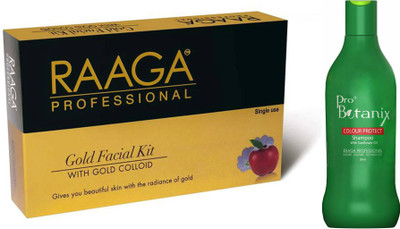Raaga Professional Gold Facial Kit With ProBotanix Colour Protect shampoo Set of 2 Raaga Professional Gold Facial Kit With ProBotanix Colour Protect shampoo Set of 2