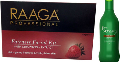 Raaga Professional Fairness Facial Kit With ProBotanix Anti Frizz shampoo Set of 2 Raaga Professional Fairness Facial Kit With ProBotanix Anti Frizz shampoo Set of 2