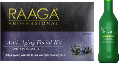 Raaga Professional Anti-Aging Facial Kit With ProBotanix Volume & Essence shampoo Set of 2 Raaga Professional Anti-Aging Facial Kit With ProBotanix Volume & Essence shampoo Set of 2