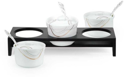 Deco Pride Contemporary 3 Piece Condiment Set Bone China