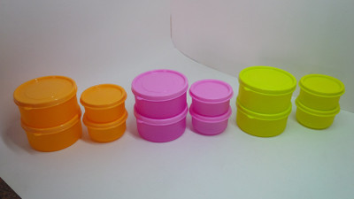 Nayasa Containers - 350 ml, 150 ml Plastic Food Container Pack of 12, Green, Orange, Pink Nayasa Containers - 350 ml, 150 ml Plastic Food Container Pack of 12, Green, Orange, Pink
