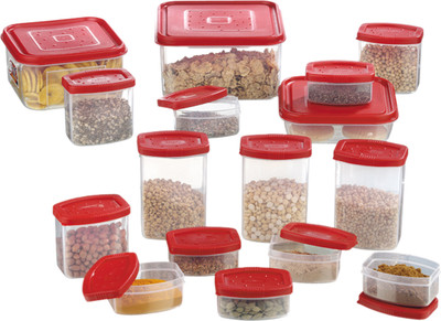 25% OFF on Prime Housewares - 150 ml, 340 ml, 450 ml, 600 ml, 1200 ml, 2000 ml Plastic Food Container Pack of 16, Red