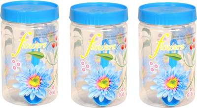 SKI Homeware Printed Easy Pet Jars - 2000 ml Plastic Food Container Pack of 3, Blue SKI Homeware Printed Easy Pet Jars - 2000 ml Plastic Food Container Pack of 3, Blue