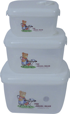 16% OFF on Angel Bear - 4.5 L Plastic Food Container Pack of 3, White