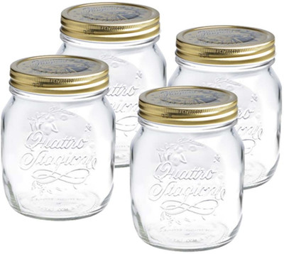 Wonderchef Bormioli Quattro Jars with Lid 4pc set - 250 ml Glass Food Container Pack of 4, Clear Wonderchef Bormioli Quattro Jars with Lid 4pc set - 250 ml Glass Food Container Pack of 4, Clear