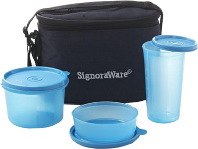 Signoraware Combo Executive Lunch Small With Bag - 450 ml, 360 ml, 370 ml Plastic Food Container Pack of 3, Blue Signoraware Combo Executive Lunch Small With Bag - 450 ml, 360 ml, 370 ml Plastic Food Container Pack of 3, Blue