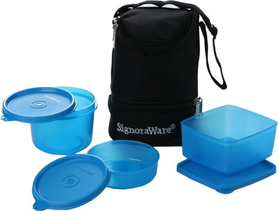 Signoraware Trio Lunch Box With Bag - 450 ml, 500 ml, 360 ml Plastic Food Container Pack of 3, Blue Signoraware Trio Lunch Box With Bag - 450 ml, 500 ml, 360 ml Plastic Food Container Pack of 3, Blue