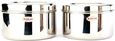Sunline - 800 ml, 1300 ml Stainless Steel Food Container Pack of 2, Steel Sunline - 800 ml, 1300 ml Stainless Steel Food Container Pack of 2, Steel