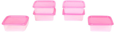 Gluman - 500 ml Plastic Food Container Pack of 6, White, Pink Gluman - 500 ml Plastic Food Container Pack of 6, White, Pink