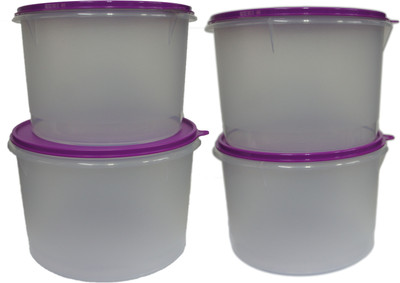 Tupperwear Super Storage Set - 13000 ml Plastic Food Container Pack of 4, White, Purple Tupperwear Super Storage Set - 13000 ml Plastic Food Container Pack of 4, White, Purple