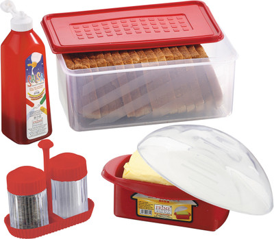 24% OFF on Prime Housewares - 2700 ml, 375 ml, 600 ml Plastic Food Container Pack of 4, Red