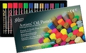 Mungyo Oil Pastel Crayons - Set Of 12, Assorted Metallic And Fluorescent