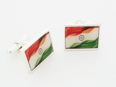 62% OFF on Leaf Jewel Alloy Cufflink Silver