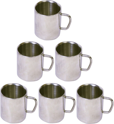31% OFF on Dynamic Store Set of 6 Double Wall Big Sober Mugs DS_111 Steel, Pack of 6