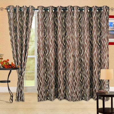50% OFF on Cortina Polyester Brown Solid Eyelet Curtain