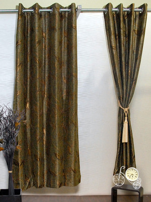 29% OFF on Puma Polyester Brown, Gold Chevron Eyelet Curtain