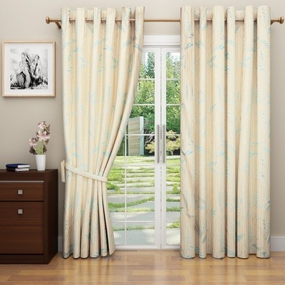 G M HomeFashion Polyester Multicolor Floral Eyelet Curtain