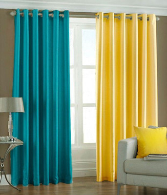 43% OFF on Handloomhub Polyester Multicolor Solid Eyelet Curtain