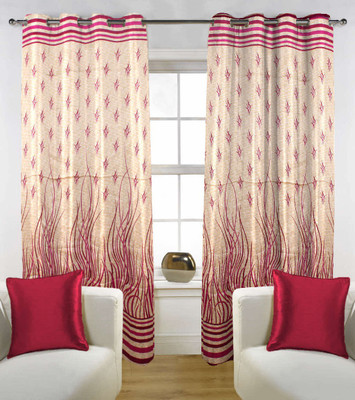 40% OFF on Kings Polycotton Red Floral Eyelet Curtain