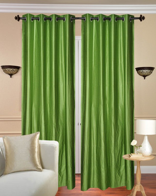 14% OFF on Fresh From Loom Polycotton Green Solid Eyelet Curtain